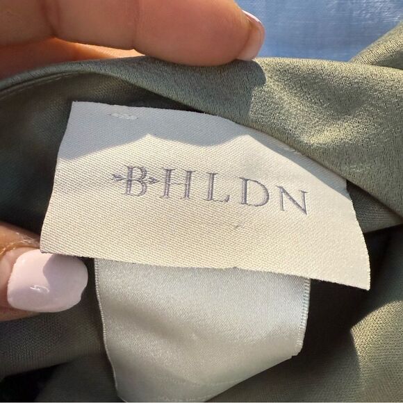 BHLDN Dylan One-Shoulder Satin Side-Slit Gown Sz 0 - Picture 9 of 11